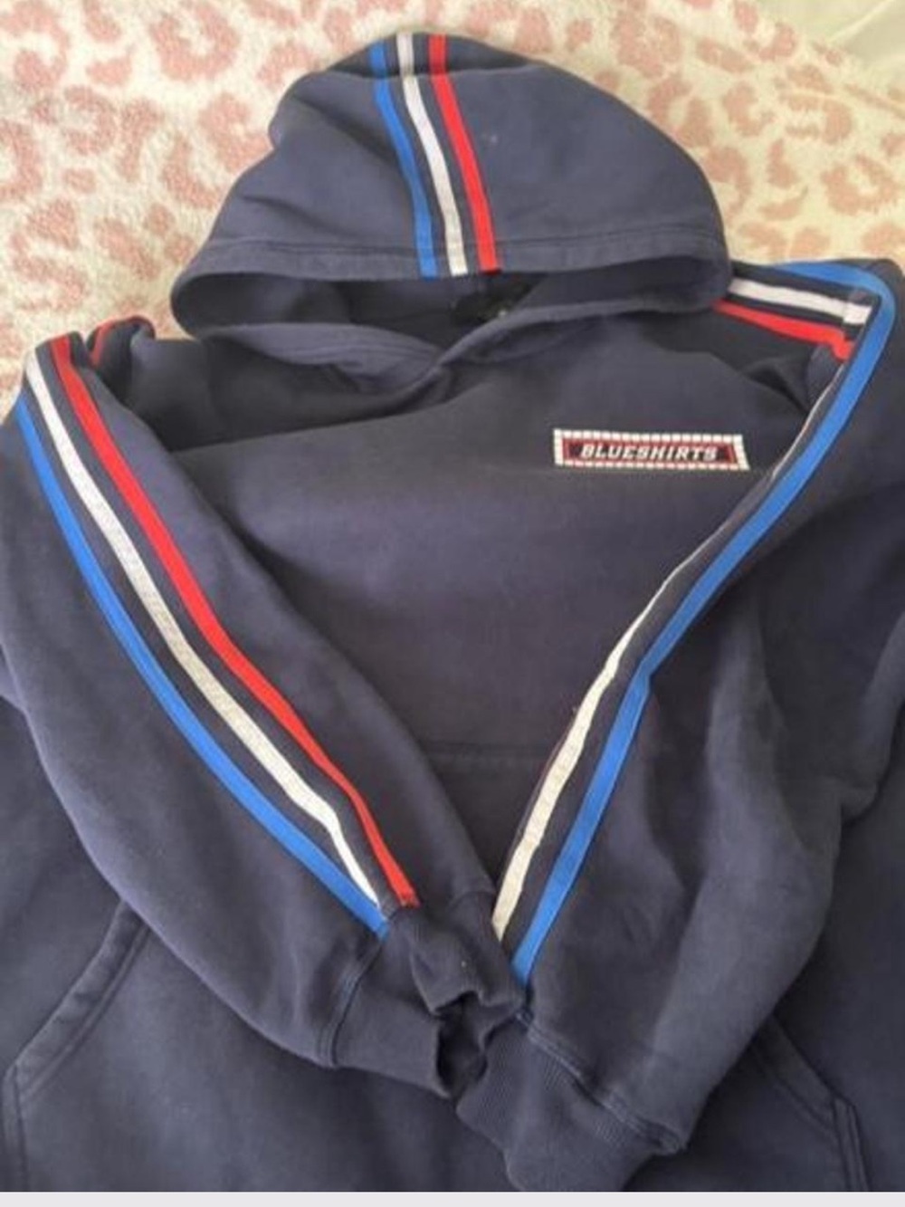 NHL Navy Blue Hoodie with Red, White & Blue Stripe Accents